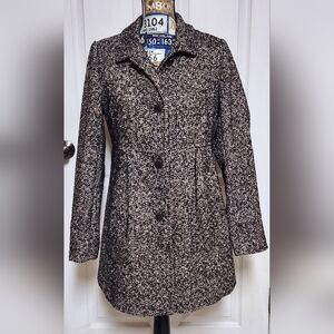 Laura Scott Women's Button Up Winter Coat Size Medium Black & Brown